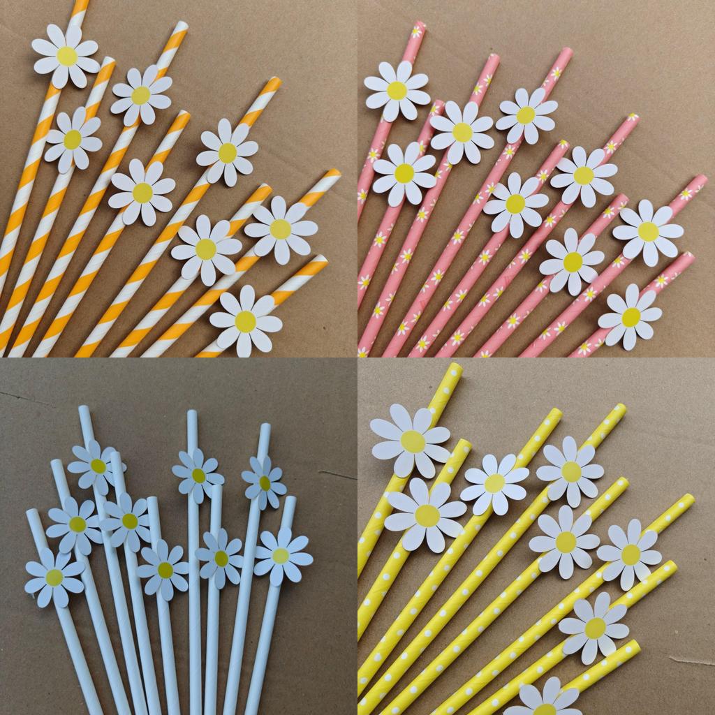 Daisy Small Flower Sunflower Paper Drinking Straws For Party Decorations And Cocktails