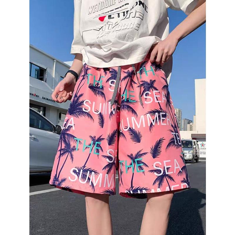 Beach Pants Men's Summer Thin Swimsuit 5-point Breathable Loose Quick Drying Flower Shorts Casual Trendy Brand Big Shorts