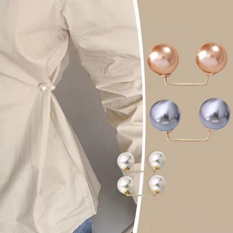 Dobbel Faux Pearl Lady Brosje Dress Jakke Cardigan Pin Spenne Enkel Elegant Faux Pearl Brosjer Utsøkt motesmykkedekorasjon