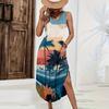 Women’s Sleeveless Hawaiian Print Long Casual Dress Loose Fit Maxi Dresses for Women Summer Dresses for Women Sundresses for Women