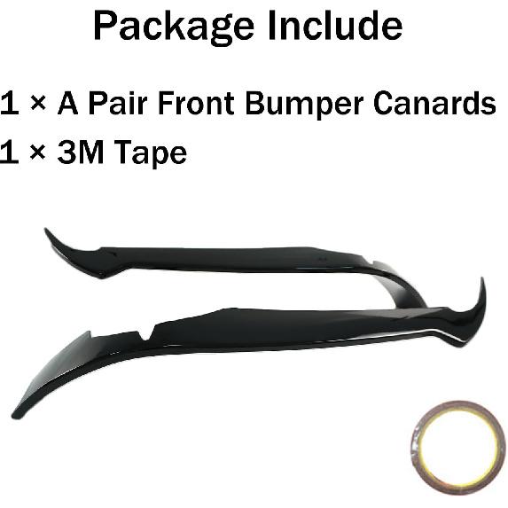 A Pair Canards Front Bumper for Chevrolet Corvette C8 Stingray/Z51 2020-2024 Front Bumper Spoiler Splitter Side Dive Plane Air Vent Fins Intake Grill