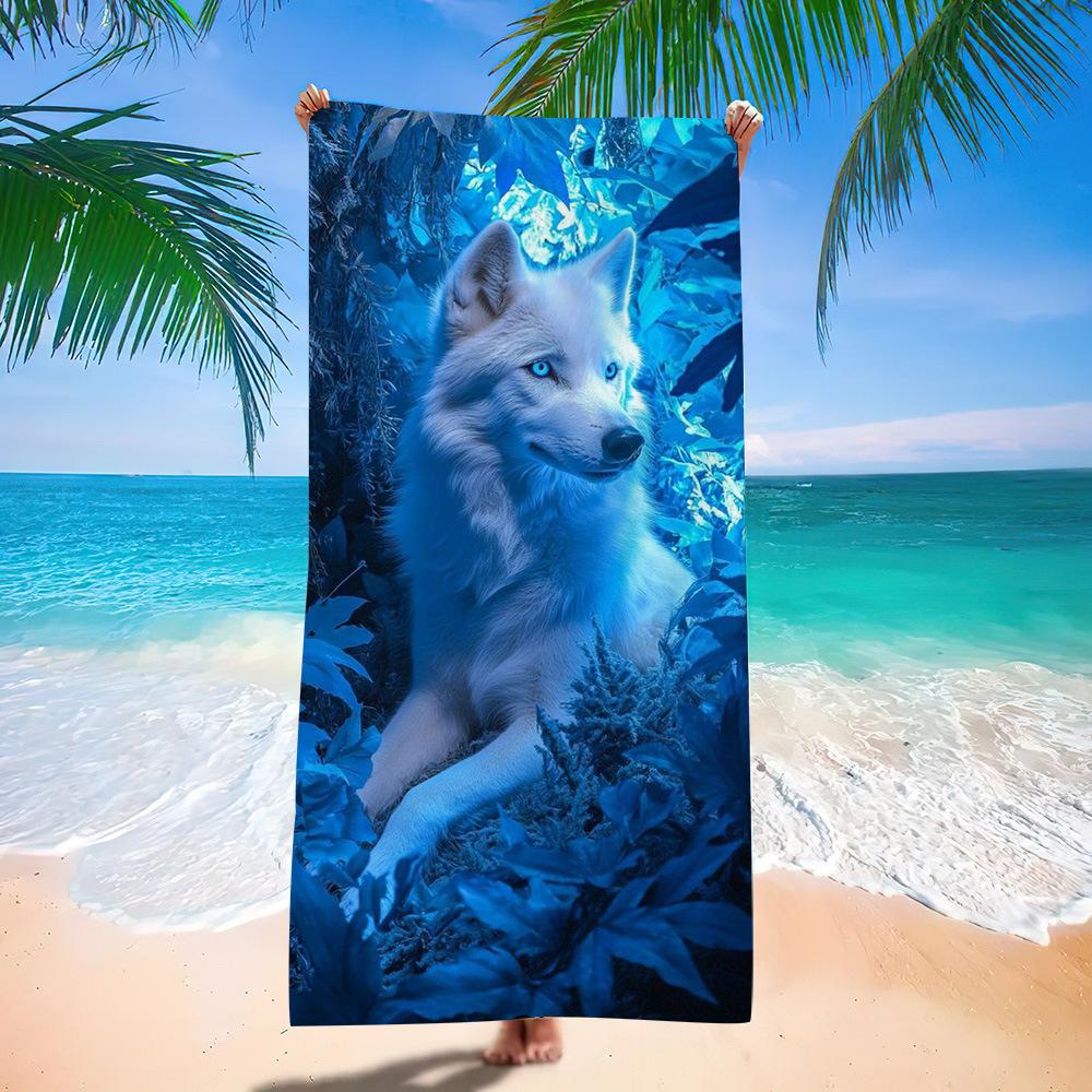 Wolf Beach Towel Class A European And American Microfiber Bath Towel Adult Men And Women Summer Printed Towel