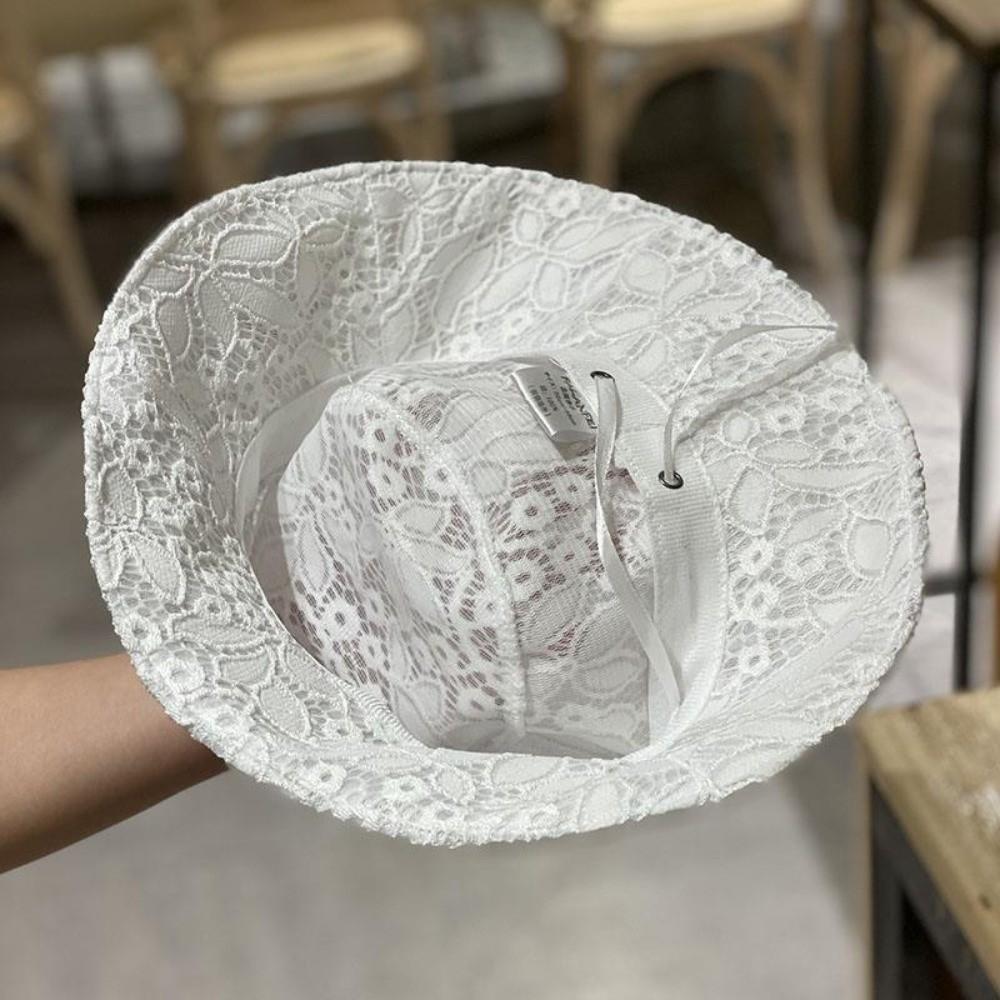 Trend Simple Lace Bucket Hat Elegant Breathable Sun Hats Lightweight Fisherman Cap Outdoor