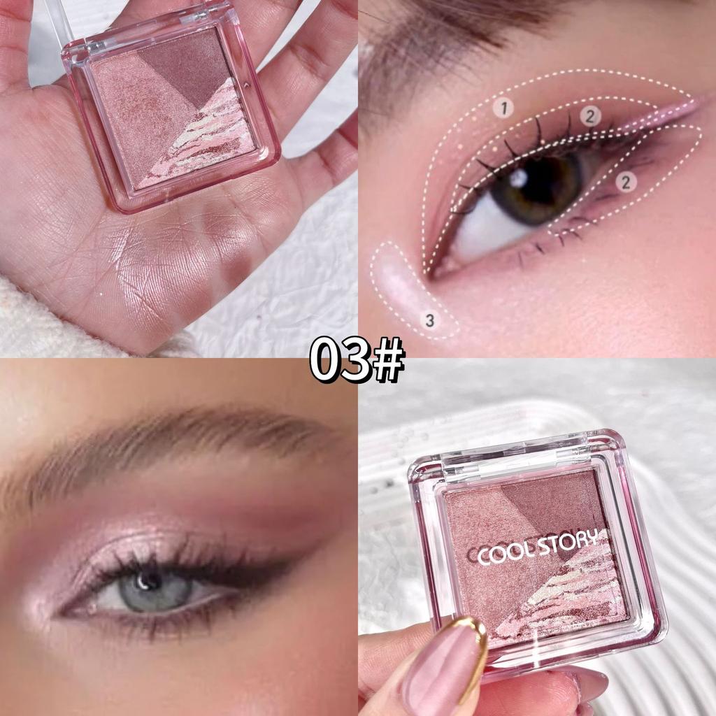 3-color Caramel Chocolate Eyeshadow Palette Pearlescent Whitening Mini Eye Shadow Palette Waterproof Glitter Powder Set Portable