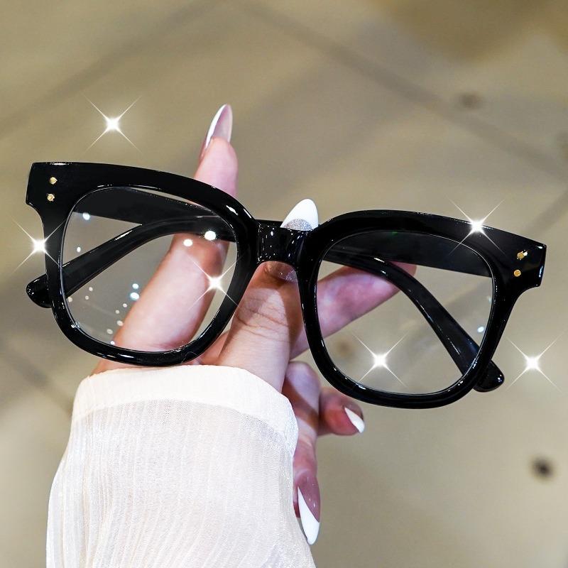 4pcs Square-Frame Reading Glasses for Women Men Minimalist Black Clear Full-Rim Frames Durable Eyewear for Computer Use