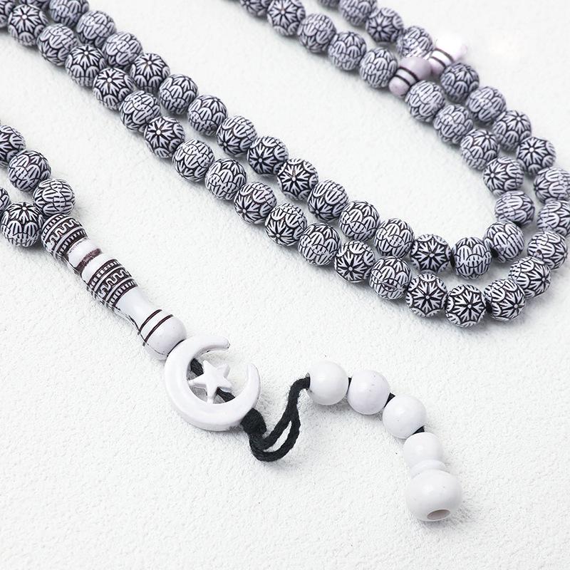 Imitation Wood 99-Bead 8mm Prayer Strand - Kukka-Style Muslim Rosary