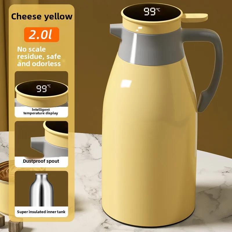Kitchen Thermal Kettle Household Digital Display Coffee,1/1.3/2L Thermos Glass Liner Vacuum Flasks Large Capacity Water Bottle