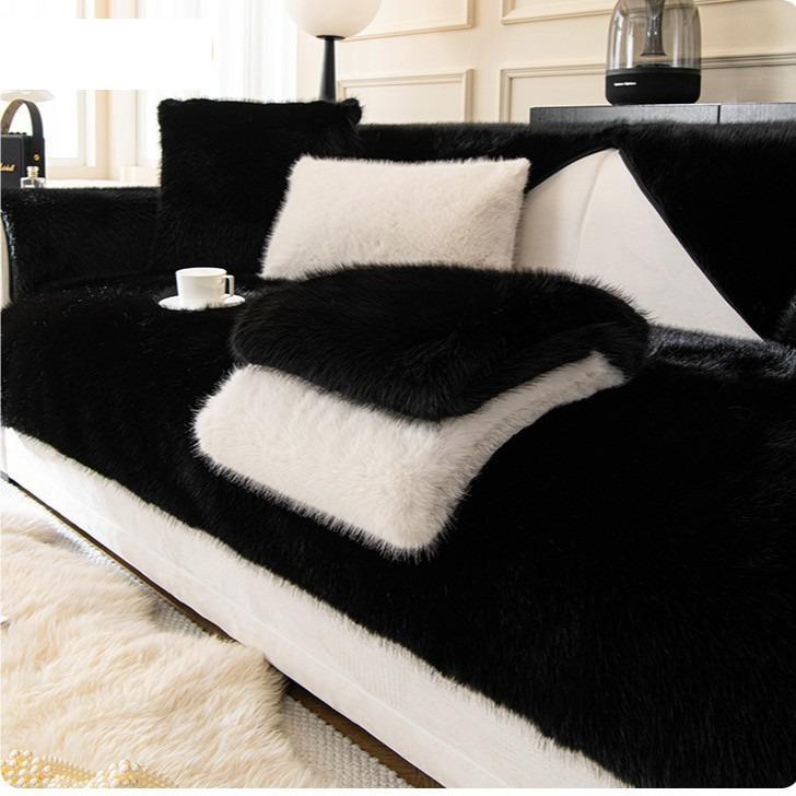 1PC Sofa Cushion French Plush Winter Thickened Non-slip Seat Cushion Simple Modern Full Cover Towel Suitable for Autumn Winter