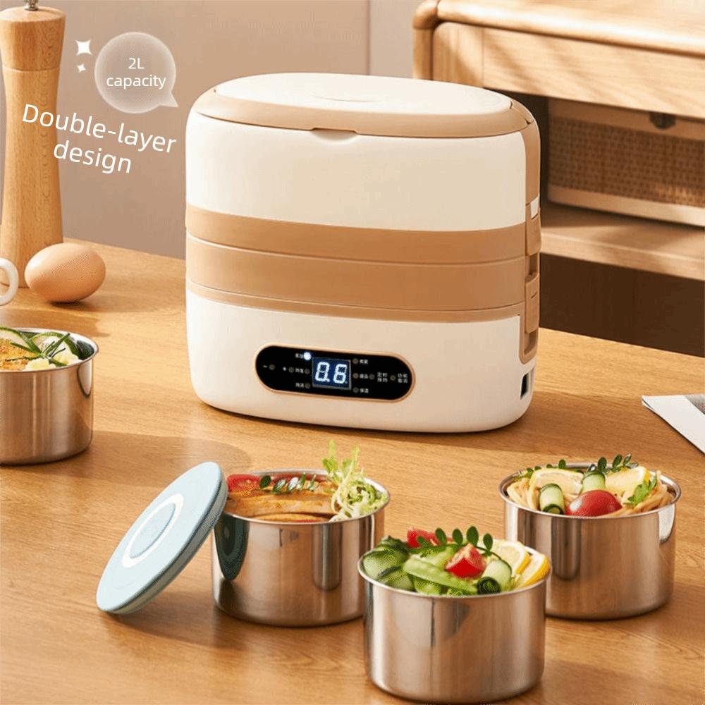 2LCapacity Food Warmer Rechargeable Hot Meal Container Portable Electric Heated Lunch Box  School