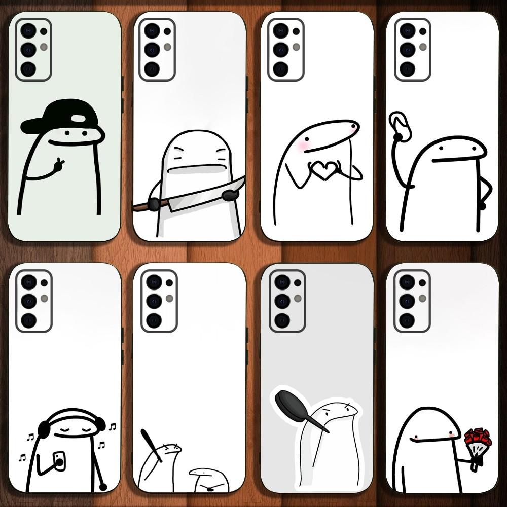 F-Flork Cute Funny Meme Phone Case For Samsung S24,S21,S22,S23,S30,Ultra,S20,Plus,Fe,Lite,Note,10,9,5G Black Soft Cover