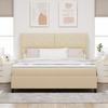 Boxspring bed with pillows and headboard Cream 200 x 180 cm Fabric