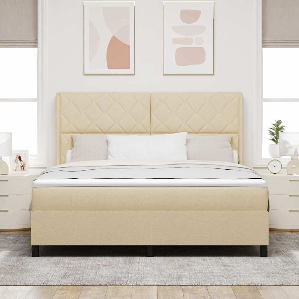Boxspring bed with pillows and headboard Cream 200 x 180 cm Fabric