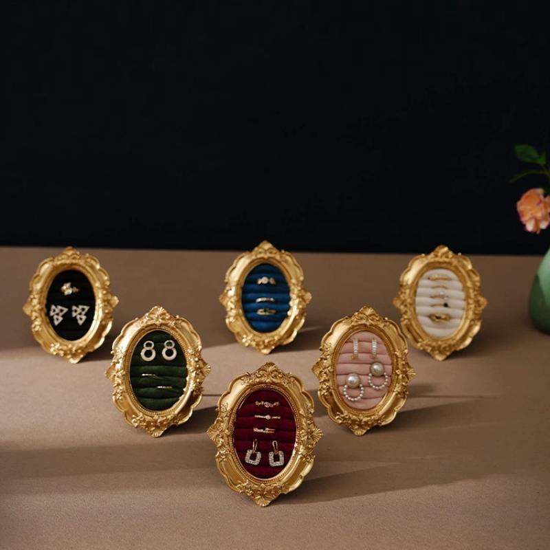 Picture Frame Ring Display Stand Vintage Jewelry Organizer Tray Exquisite Earring Holder for Bedroom Vanity and Fashion Show