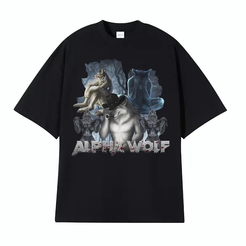 If They Talk Behind Yo Back Fart Wolf Literally Me Funny Meme Emo T-shirt Men's Harajuku Retro Oversized Cotton T Shirt 71787