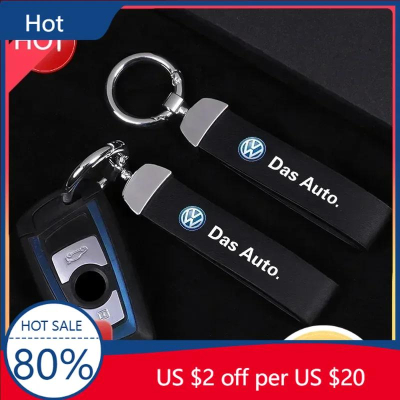 Nový Pro VW Volkswagen Golf Polo Passat Touran Jetta Módní semišový kroužek na klíče do auta Vintage kožený zinková slitina Klíčenka Ac
