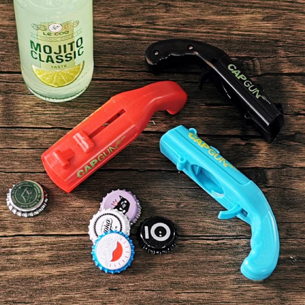 Pistol Ejection Beer Bottle Opener Firing Bottle Cap Beer Opener Toy,Fun Beer Bottle Cap Launchers Toy