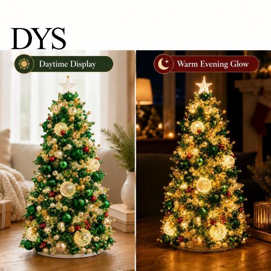 Educational Toy for Children DIY Beaded Christmas Tree Kit, Handmade PVC Glitter Craft Festive Home Decor Set, Easy to Assemble Art Kit Kids