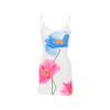 Sexy Mini Dress Women Summer White Fashion O-Neck Streetwear Print Sleeveless Dress Strap Backless Casual Slim Elegant Dress