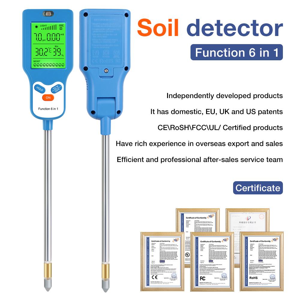 2/3/3/5/6 in 1 Digital Soil Tester Multifunctional Soil Fertility pH Temperature Sunlight Moisture Light Meter Soli Analyzer