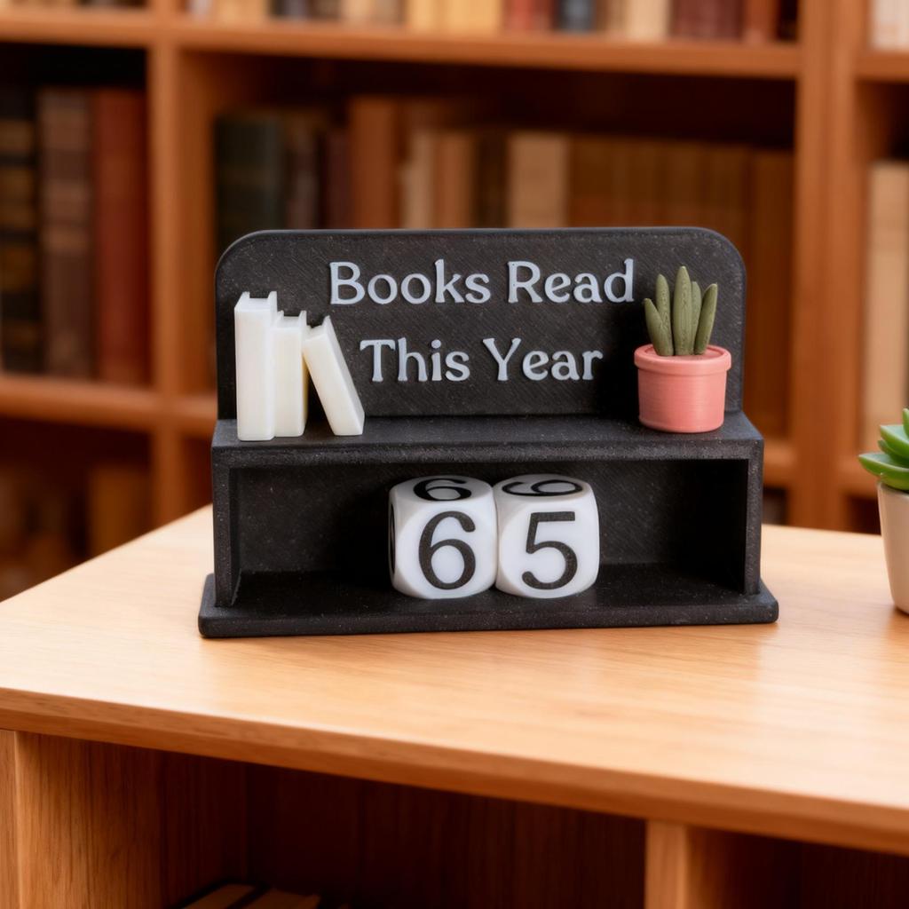 Books Reading Counter Decorative Encouraging Fun Convenient Read Tracker Book Lover Sign Library Decor for Home Office Table