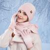 Winter hat, gloves, scarf, three-piece set, outdoor cold-proof and warm pullover hat, fleece ear protector, knitted wool hat for women