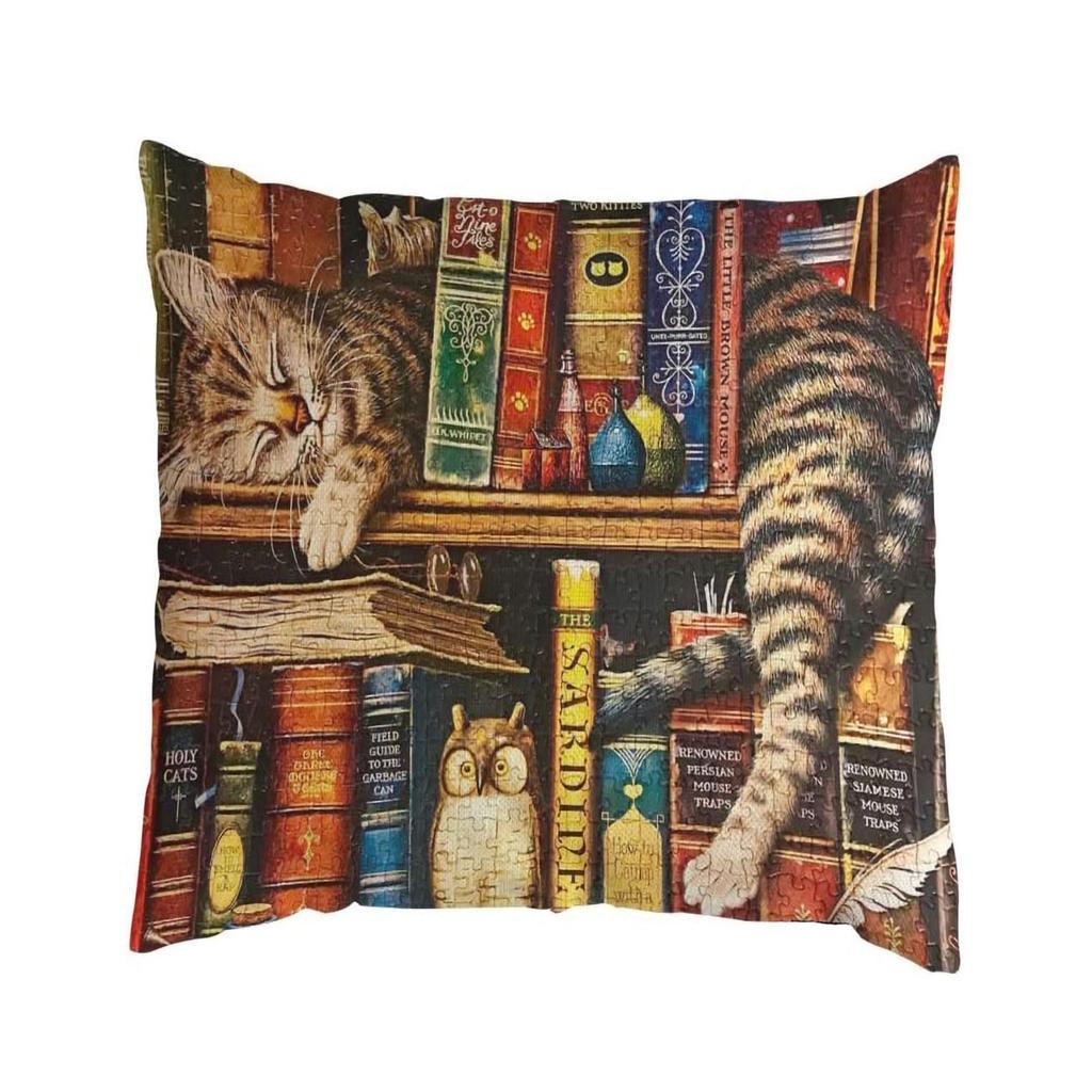 Vibrant Bohemian Style Short Plush Pillow Cover 45x45cm Charming Kitten Living Room Bedroom Decor (Pillow Insert Not Included)