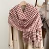 Plaid scarf women's winter small fragrance to keep warm autumn and winter thickened scarf new student retro Korean shawl