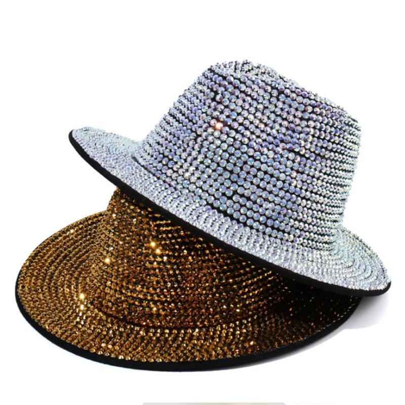 Retro Hipster Fashion Shiny for Rhinestone British Hat Jazz Outdoor Trend Women