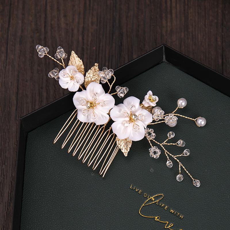 Crystal Pearl Hair Comb Clip Hairpin For Women Rhinestone Flower Leaf Hair Comb Bridal Wedding Hair Accessories Jewelry Comb Pin