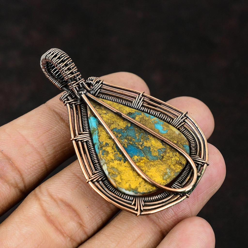 Spiny Oyster Copper Turquoise Gemstone Pendant Copper Wire Wrapped Pendant Handmade Jewelry Designer Jewelry Gift Copper Pendant For Women
