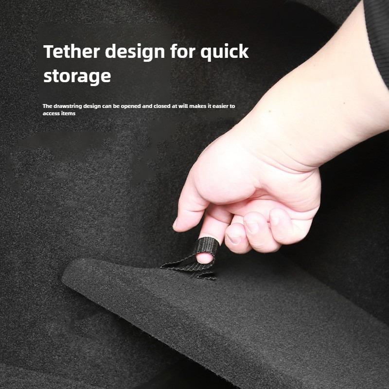 For Tesla Model Y Juniper 2025 Rear Trunk Side Storage Box Cargo Organizer TPE Bin Box Flocking Mat Partition Board Accessories