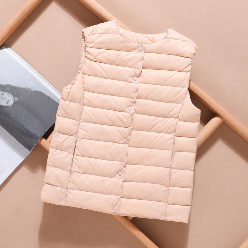 2024 Damen Leichte Stehkragen Daunenweste - Übergröße, Ärmellos, Warme Oberbekleidung