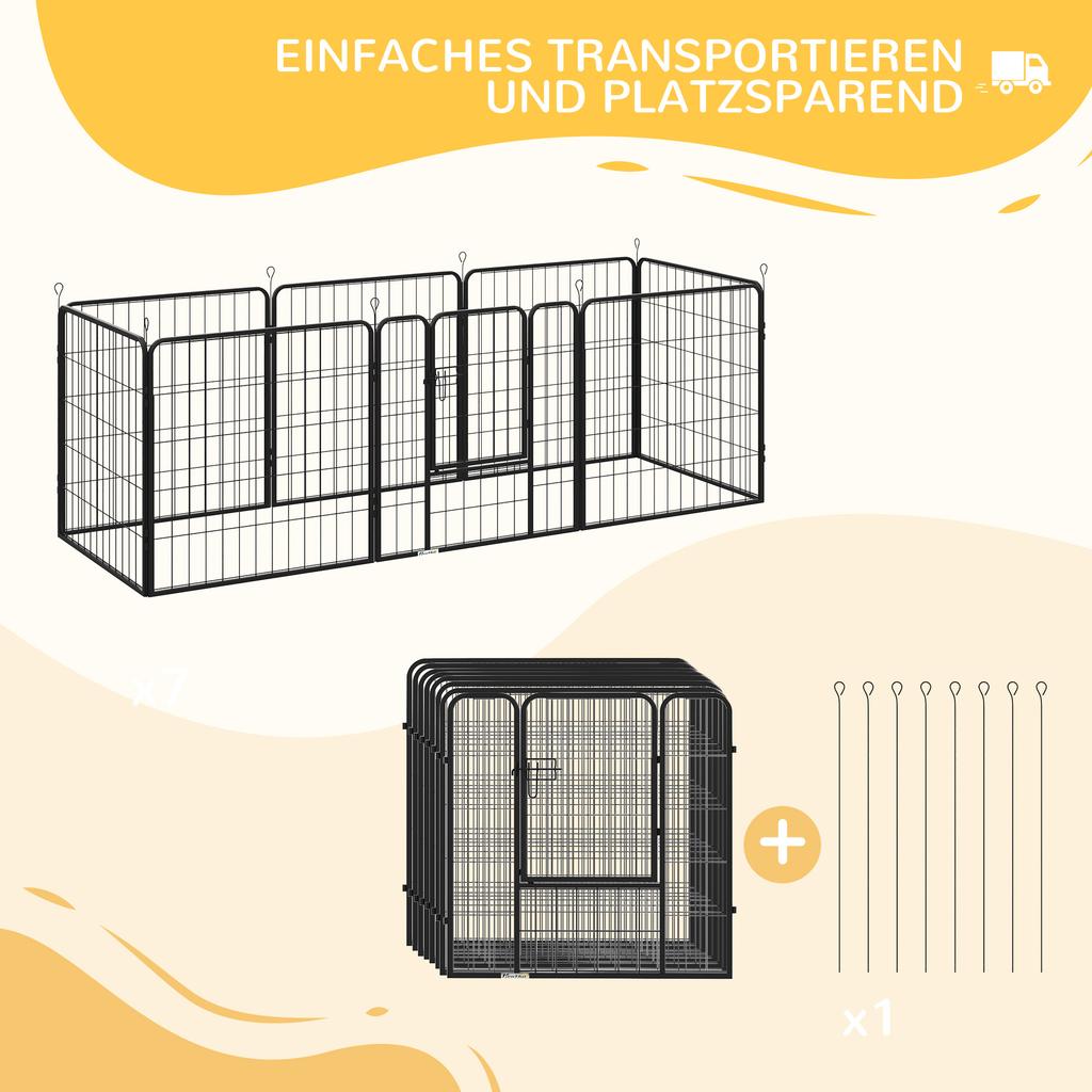 8 Panels Heavy Duty Puppy Playpen, for Small and Medium Dogs, Indoor and Outdoor Use - Black