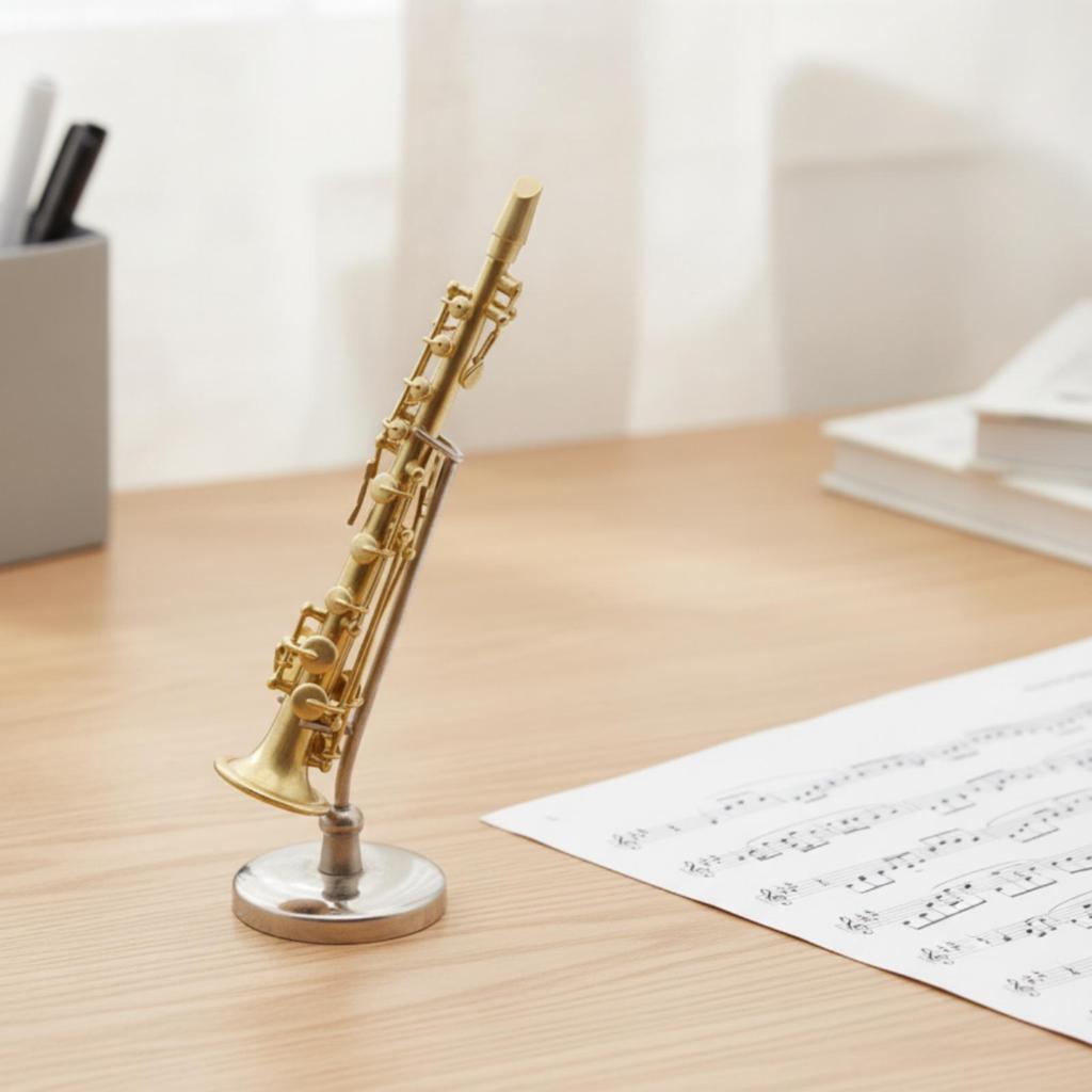 Gold-Tone Miniature Instrument with Base Brass-Like Musical