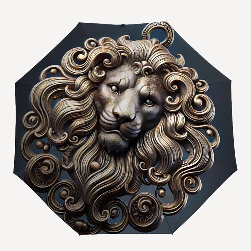 1pc Lion Head Ornament Automatic Umbrella - Automatic Opening And Closing, Sturdy Iron Frame, Formal Occasions Yy251018209