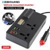 200W Car Inverter Charger DC 12V/24V to AC 220V Converter QC3.0 Type-C USB Chargers AC Socket Car Inverter Voltage Detection Adapter