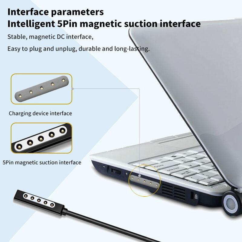 Surface Charging Cable Type C, PD Fast Charging 15V 3A for Surface Pro 8/7/6/5/4/3 Go3/2/1 Laptop4/3/2/1
