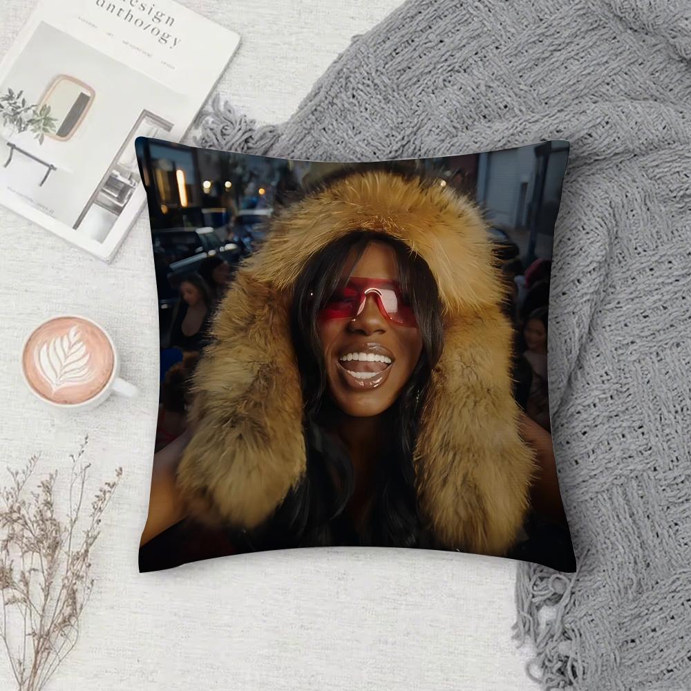 Rapper F-Flo Milli Fine Ho Stay Pillow Case Square Double-Sided Printing Short Plush Sofa Cushion Cover Bedroom Pillow