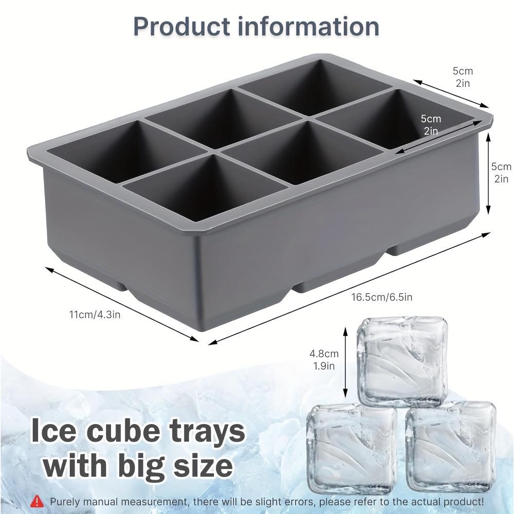 Food Grade Silicone Ice Cube Tray With Lid 4/6/8 Grids Large Square Ice Mold For Home Bar Kitchen Tool