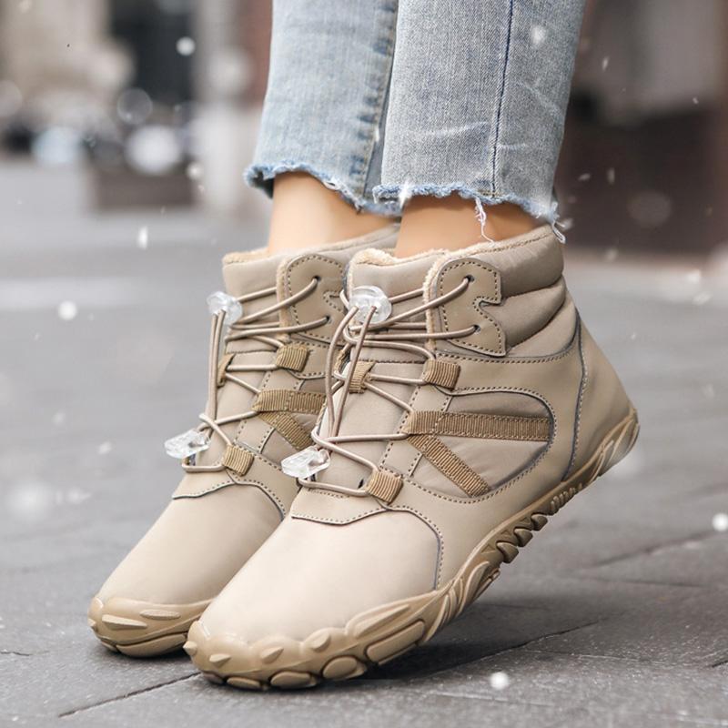 Mode Baumwollschuhe Barfußstiefel Damen Winter Schneestiefel für Herren Plüsch Warme Knöchelschuhe Rutschfest Outdoor Wasserdicht Wanderschuhe