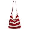 Bag Women's New Contrasting Color Woven Bag Fashionable Hollow Niche Light Luxury Tote Bag Vacation Beach Bag