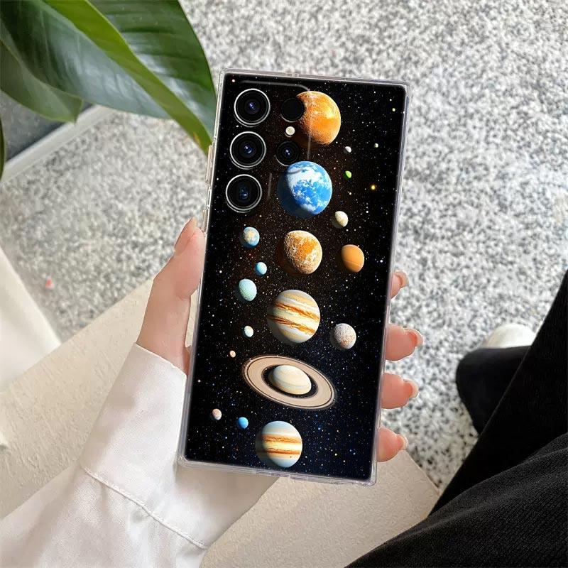 Vesmír Planeta Měsíc Hvězdy Vesmír Průhledný obal Pro Samsung Galaxy S26 S25 S24 S23 Ultra S21 FE S22 Plus S26 Ultra Kryt na telefon