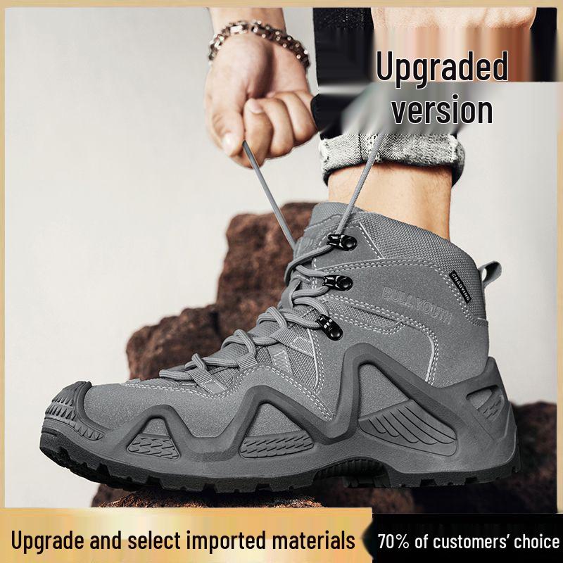 Men's 2025 Autumn High-Top Hiking & Work Boots - Non-Slip, Wear-Resistant for Outdoor & Construction.