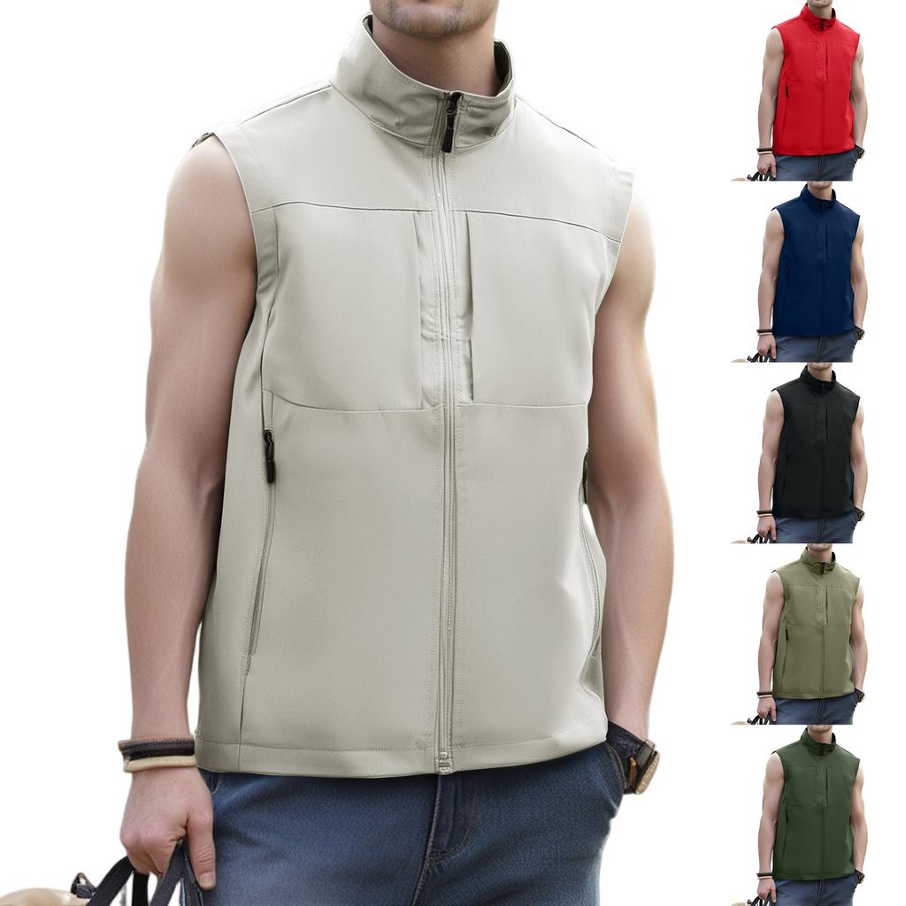 Men's Windproof Lightweight Golf Vest Outerwear With Pockets, Softshell Sleeveless Jacket For Running Hiking Sports