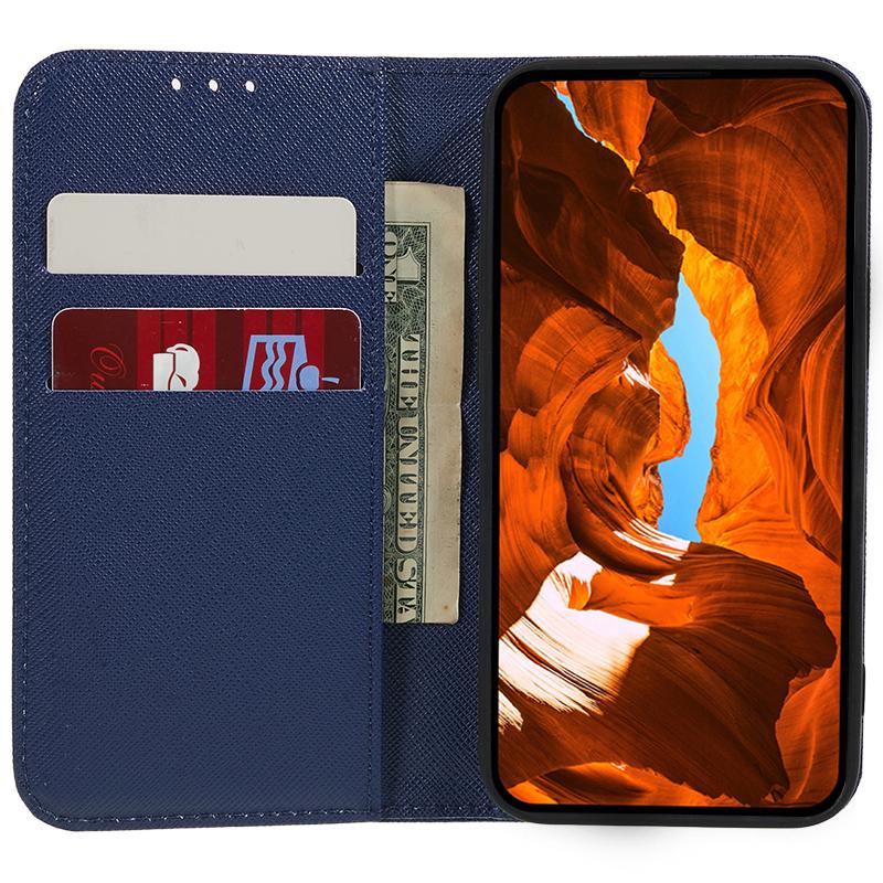 

For iPhone 16e Case Wallet PU Leather Phone Cover Cross Texture Magnetic Absorption Red