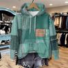 Womens Relaxed Fit Hooded Long Sleeve Sweatshirt With 3D Floral Plaid Print Breathable Comfort Casual Top