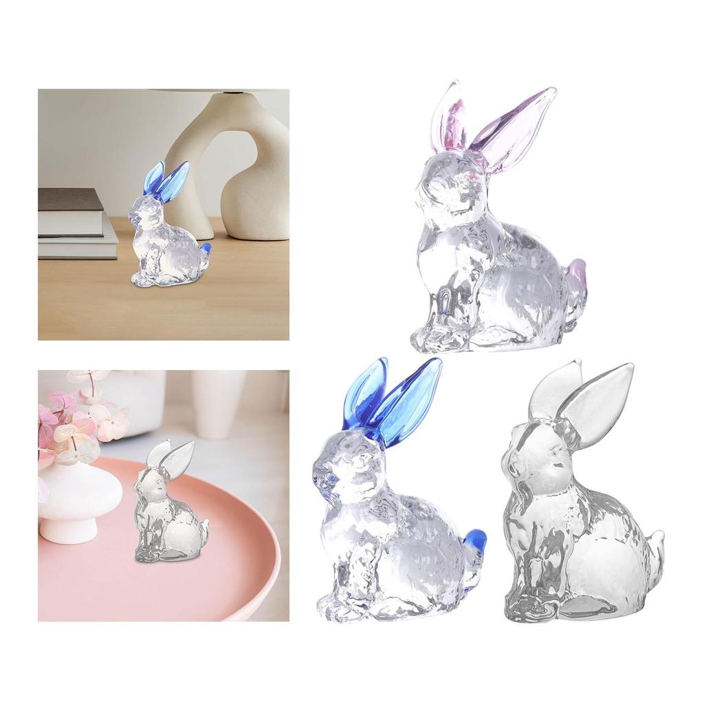 Easter Rabbit Figurine Animal Sculpture Bunny Statue Mini Decorative Figurine Tabletop Ornament for Bedroom Birthday Gift
