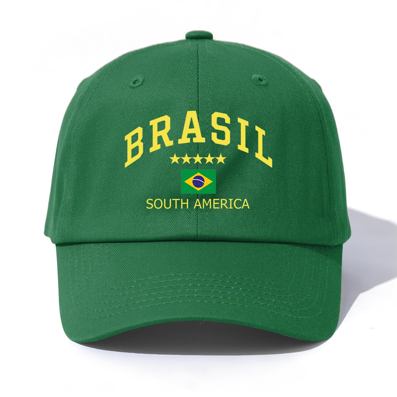 

1pc BRASIL Print Baseball Cap for Adults,Minimalist Retro Style Casual Soft Adjustable Dad Hat,Perfect As Gift зелений