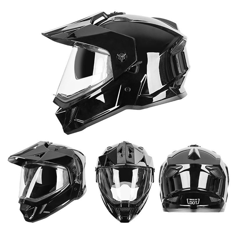Dual Lens Full Face Motorcycle Helmet Off-Road Rally Dirt Bike ATV Racing DOT Certified ABS Carbon Fiber Style