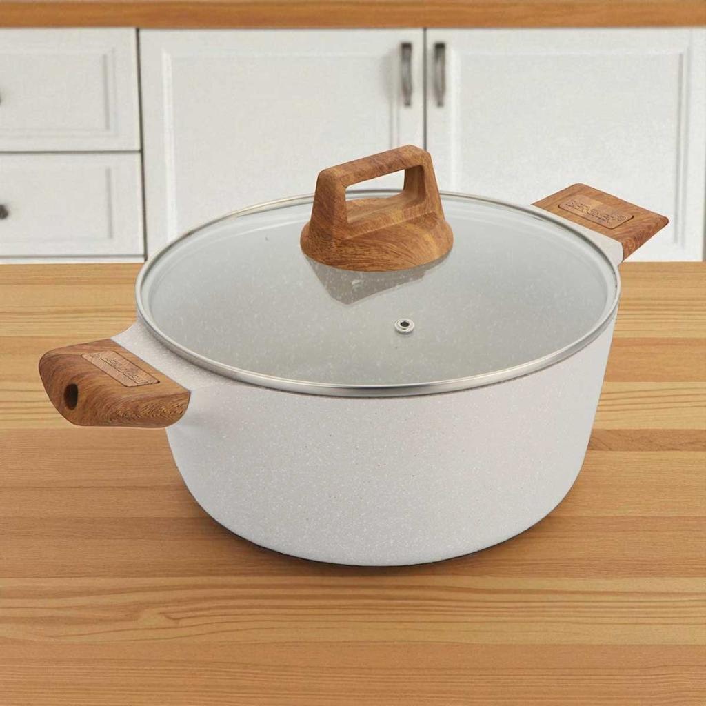 GARNEK MARMURKOWY 28cm Z POKRYWĄ BERGNER BG-30643 NATURALLY